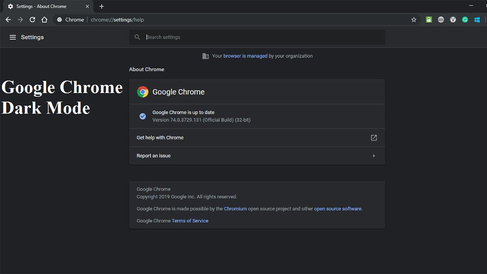 Activating Dark Mode in Google Chrome