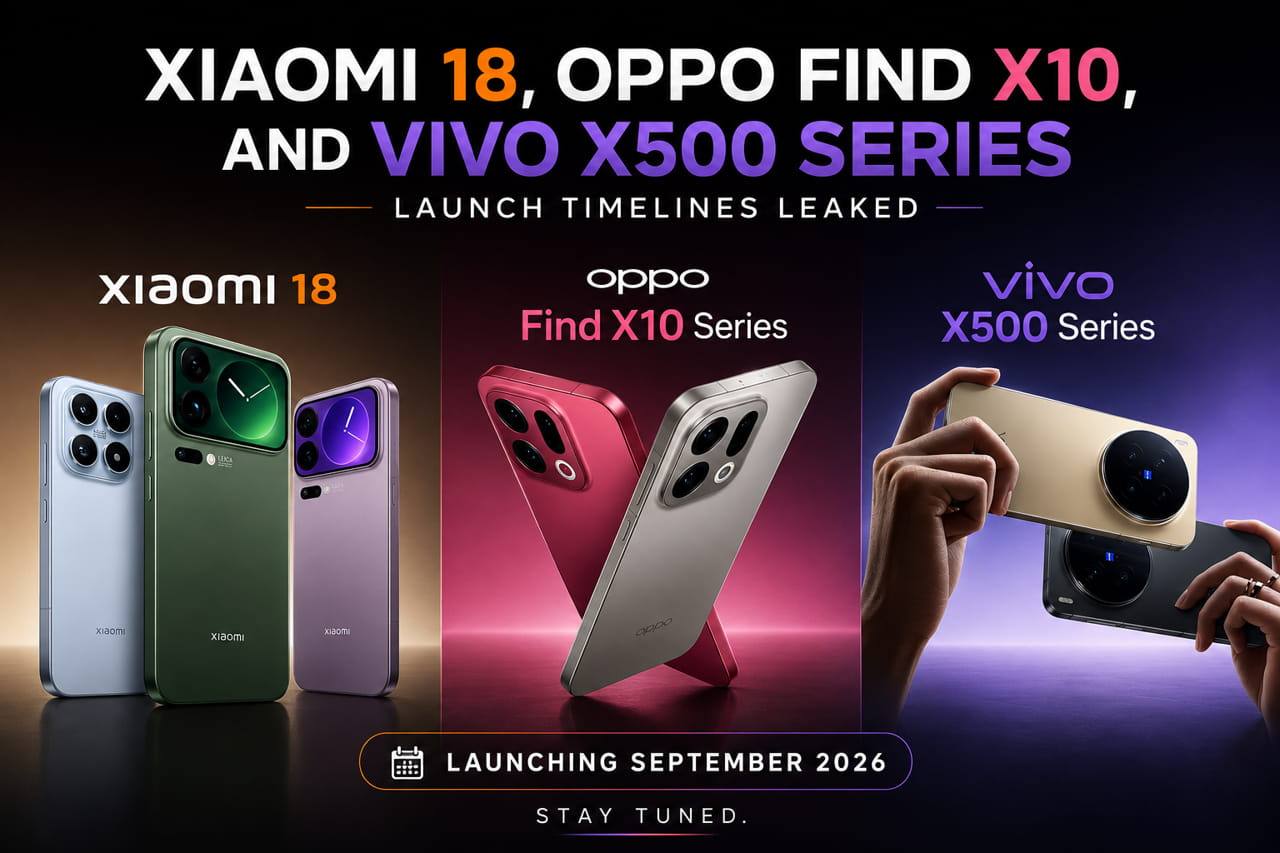 مواعيد إطلاق Xiaomi 18 وvivo X500 وOppo Find X10